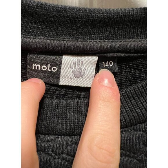 Molo | Cosima Black Textured Sweatshirt‎ Dress Side Zip Pockets Sz 140/10 - Picture 4 of 5